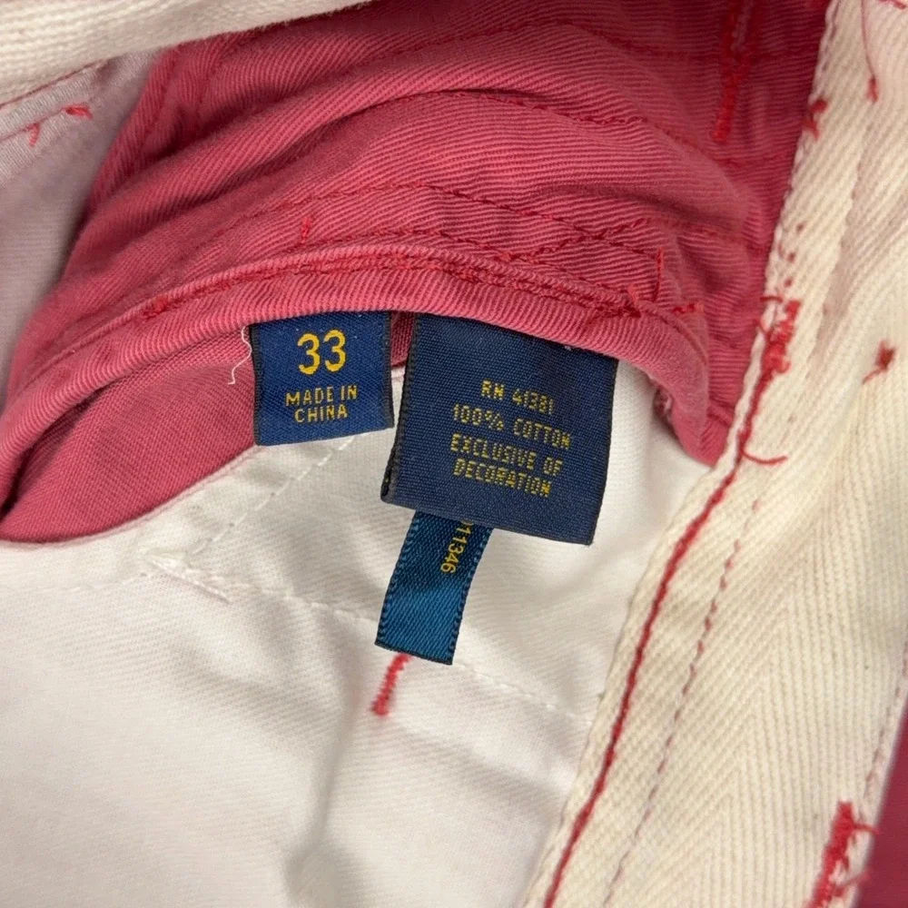 Polo Ralph Lauren Shorts Mens 33 Pink Relaxed Fit Chino Twill Preppy Summer Y2K